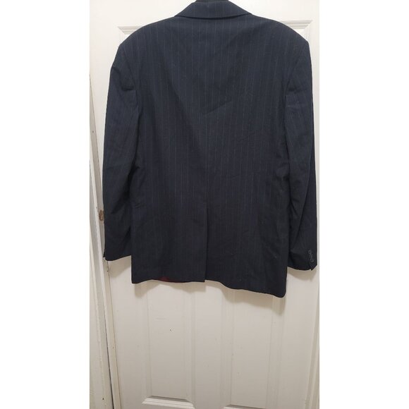 John Clarendon Mens Navy Pinstripe Wool Suit Jacket Size 42L Classic Fit - Picture 4 of 15